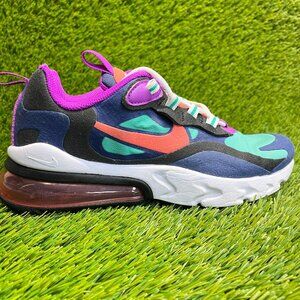 Nike Air Max 270 React Girls Size 4.5Y Blue Black White Running Shoes Sneakers